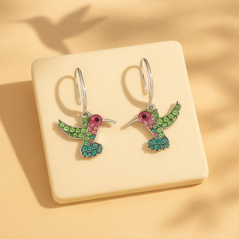 Colorful Hummingbird Sparkle Earrings