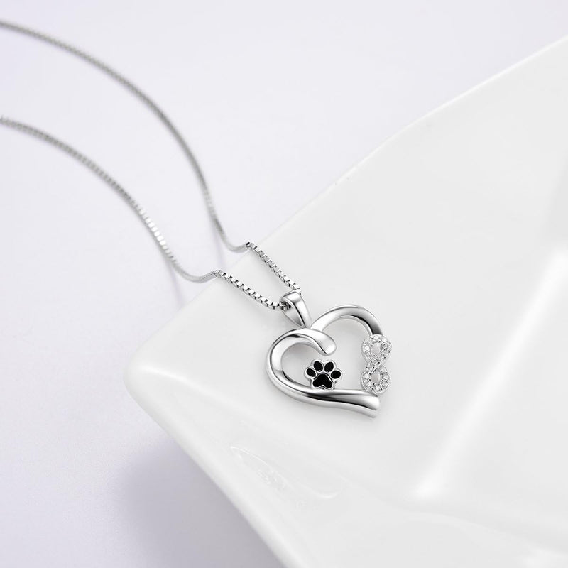 Paw and Heart Necklace with Infinity Charm