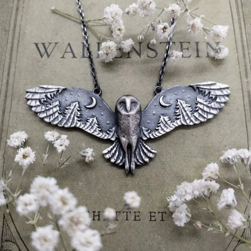 Vintage Owl Moon Necklace