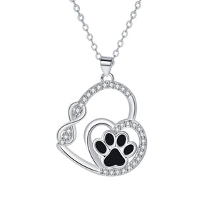 Infinite Double Love Paw Print Pendant Necklace