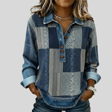 Pull Patchwork Effet Denim pour Femme Sylvie