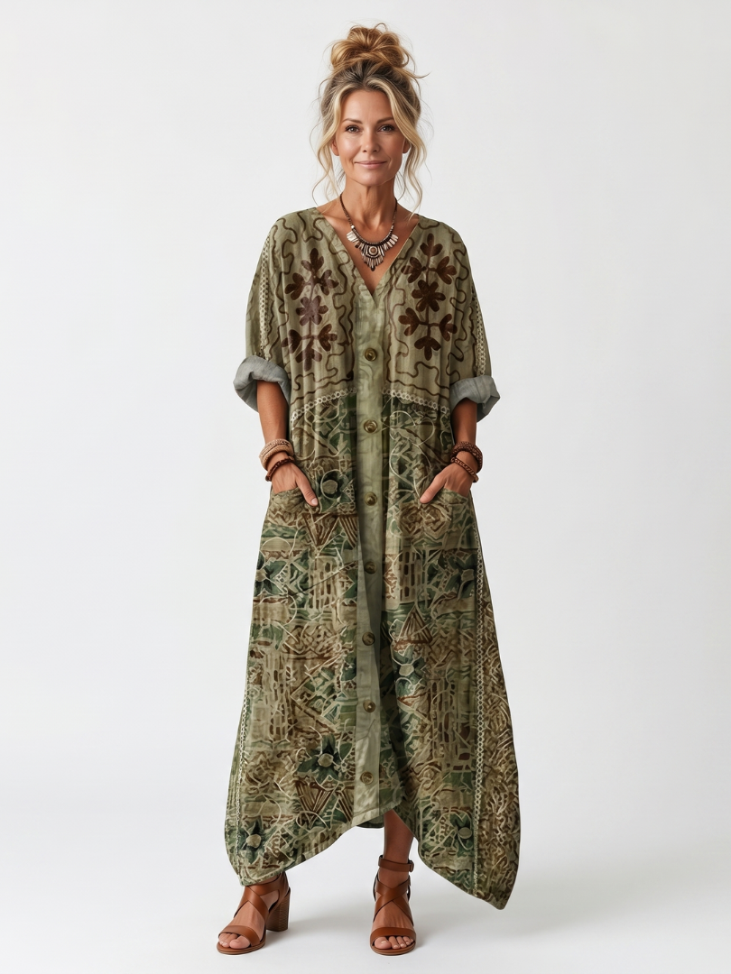 Aleta | Robe Midi avec Boutons