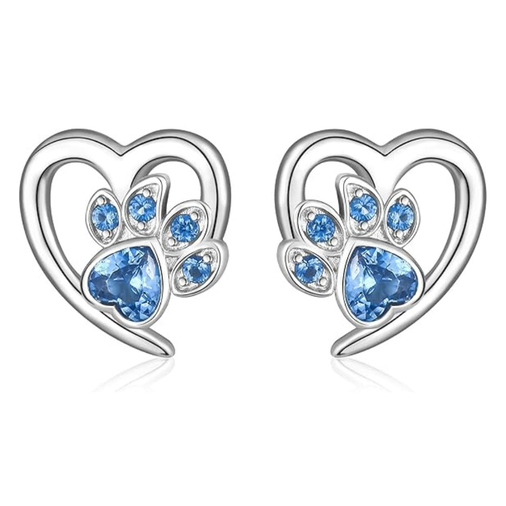 Paw and Heart Earrings with Zirconia