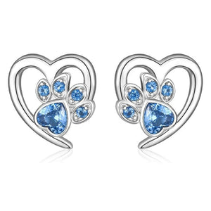 Paw and Heart Earrings with Zirconia
