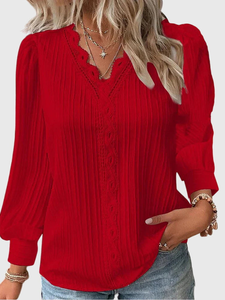 Andrea | Blouse élégante à col en V côtelé