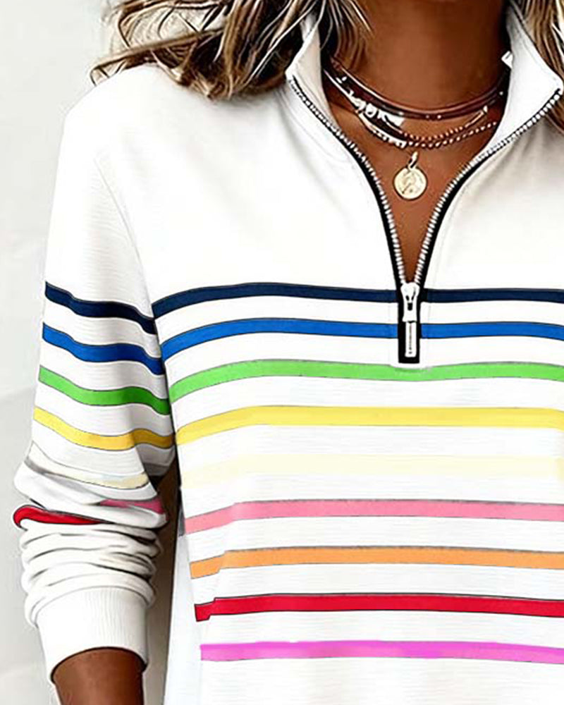 Maggie | Pull rayé à demi-zip