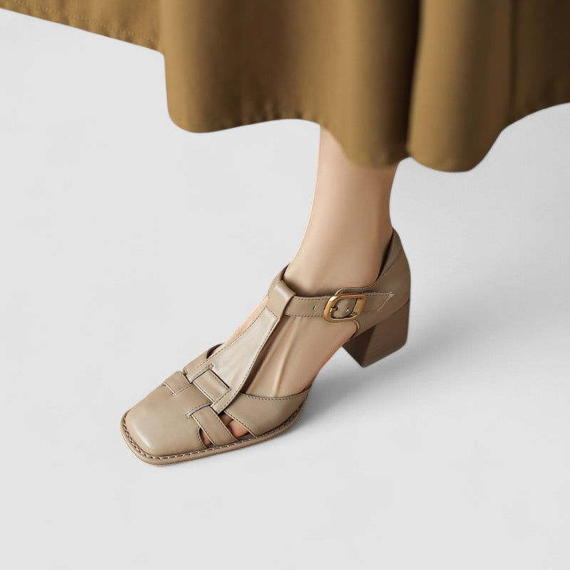 Elyxiana | Chaussures à talon bloc avec bride en T