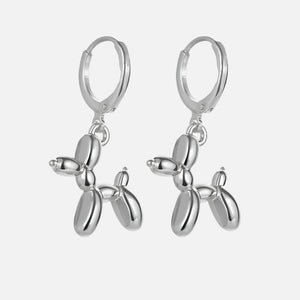 Gold Huggie Earrings with Mini Balloon Dog Charm