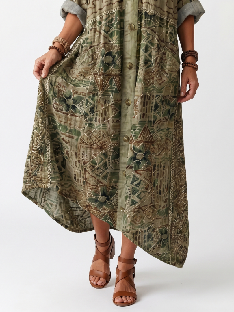 Aleta | Robe Midi avec Boutons