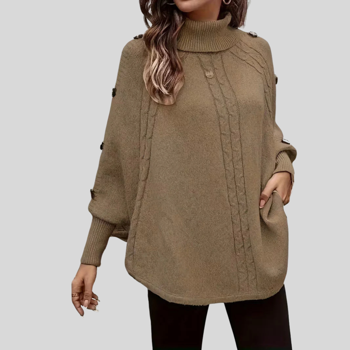Poncho Col Roulé Torsadé pour Femme Léa