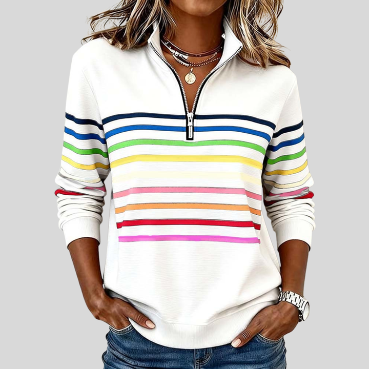 Sweat Zippé Rayures Multicolores pour Femme Nathalie