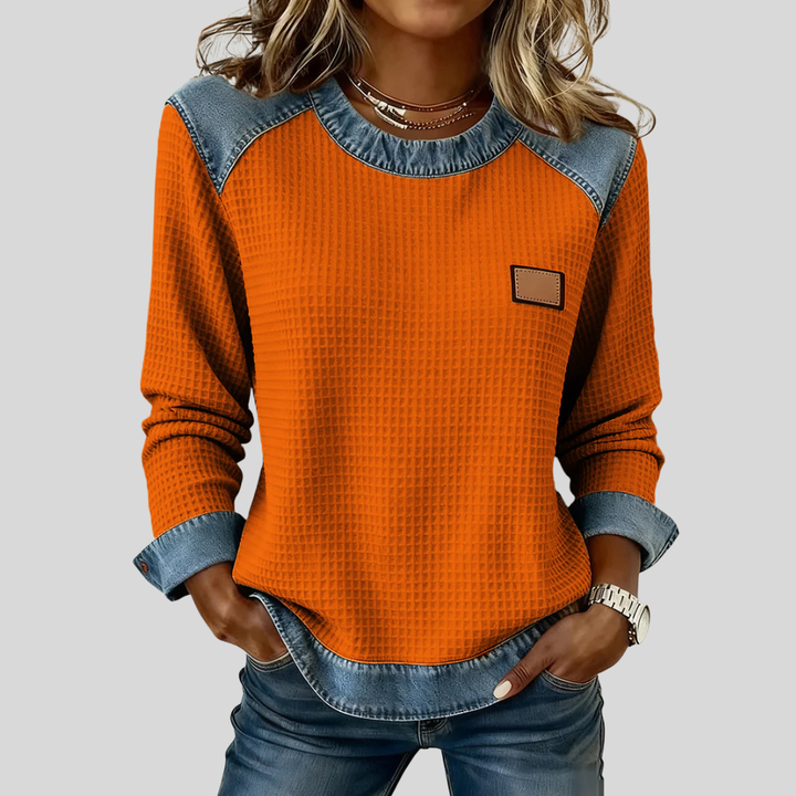 Sweat Gaufré Effet Denim pour Femme Amélie