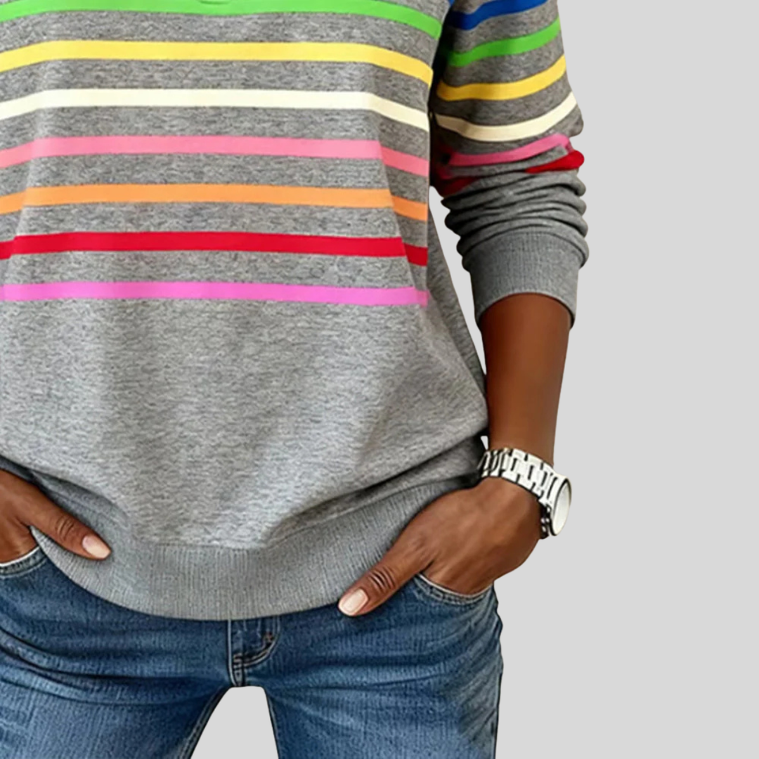 Sweat Zippé Rayures Multicolores pour Femme Nathalie