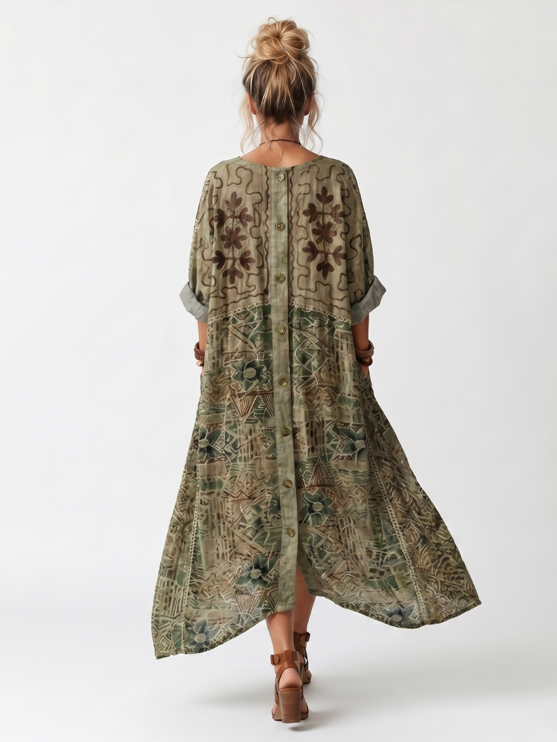 Aleta | Robe Midi avec Boutons