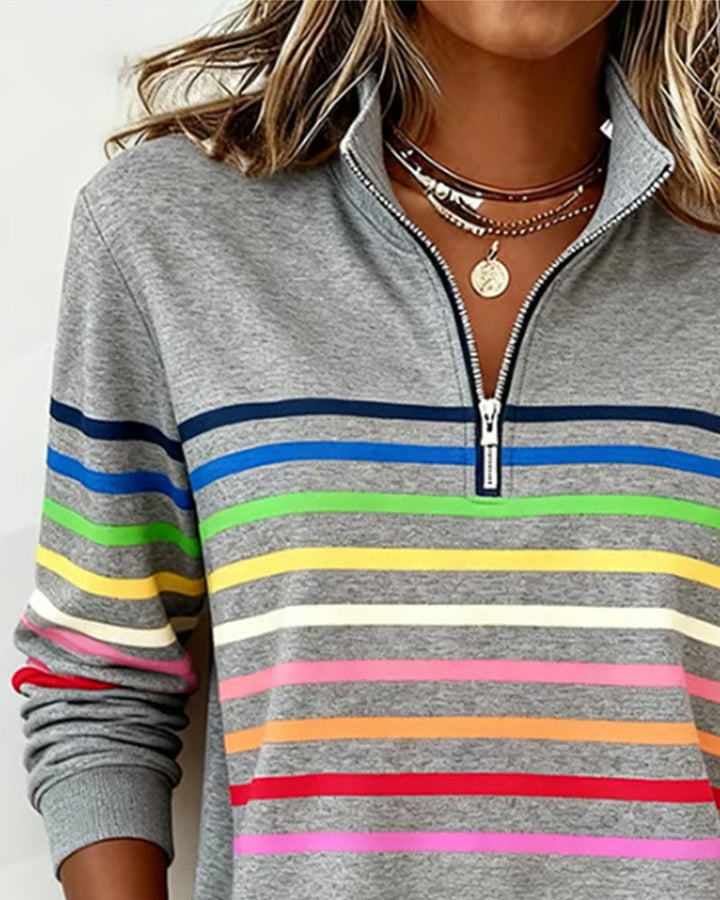 Maggie | Pull rayé à demi-zip
