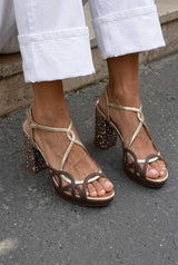 Sandales slingback découpées chunky à bout ouvert avec bride en T et plateforme