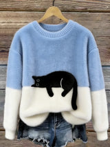 Carine | Pull Oversize Élégant avec Chat