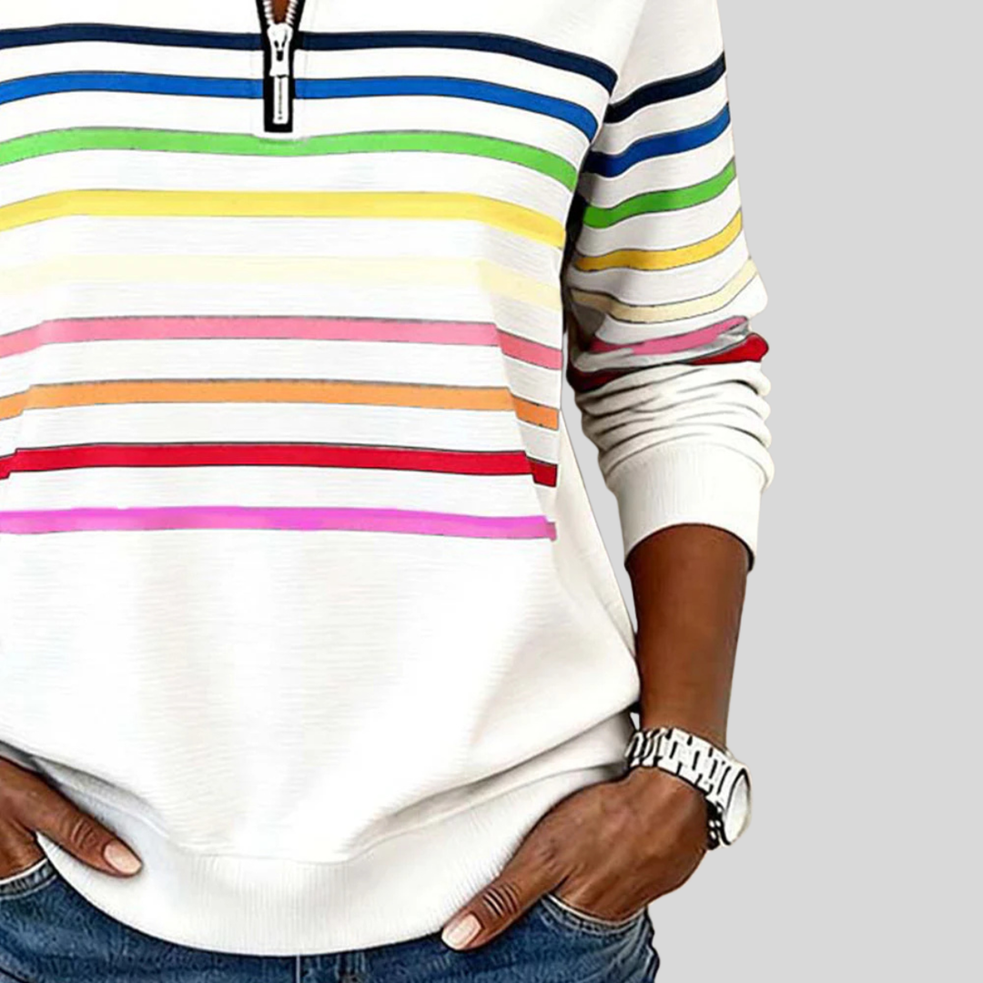 Sweat Zippé Rayures Multicolores pour Femme Nathalie