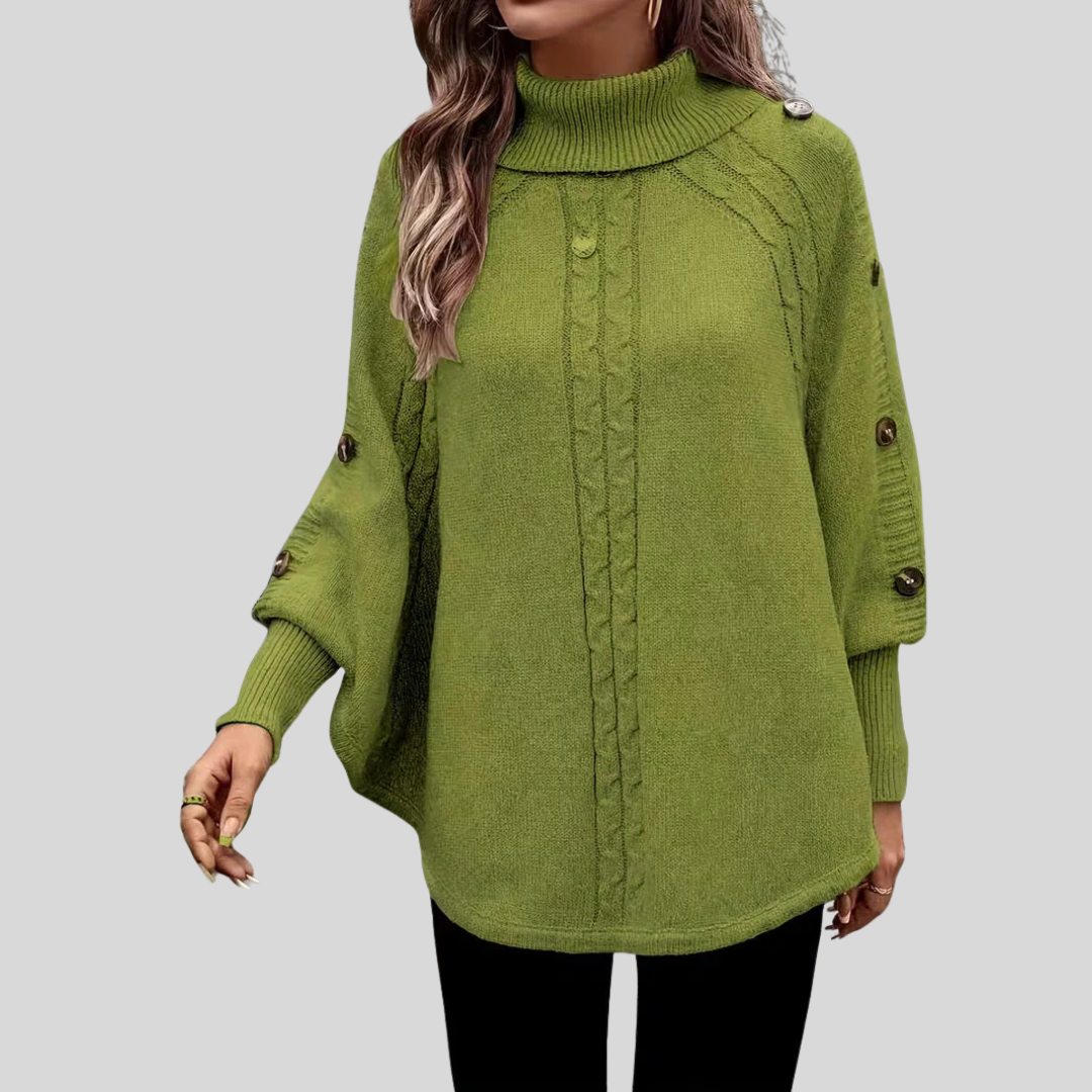 Poncho Col Roulé Torsadé pour Femme Léa