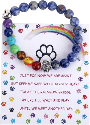 Bracelet commémoratif du Pont de l'Arc-en-ciel – Cadeau de perles des 7 chakras pour le deuil d'un animal