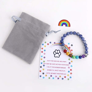 Bracelet commémoratif du Pont de l'Arc-en-ciel – Cadeau de perles des 7 chakras pour le deuil d'un animal