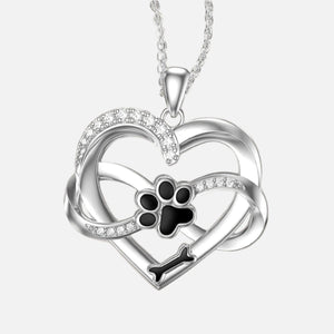 Infinity Heart & Paw Necklace in 925 Sterling Silver with Zirconia