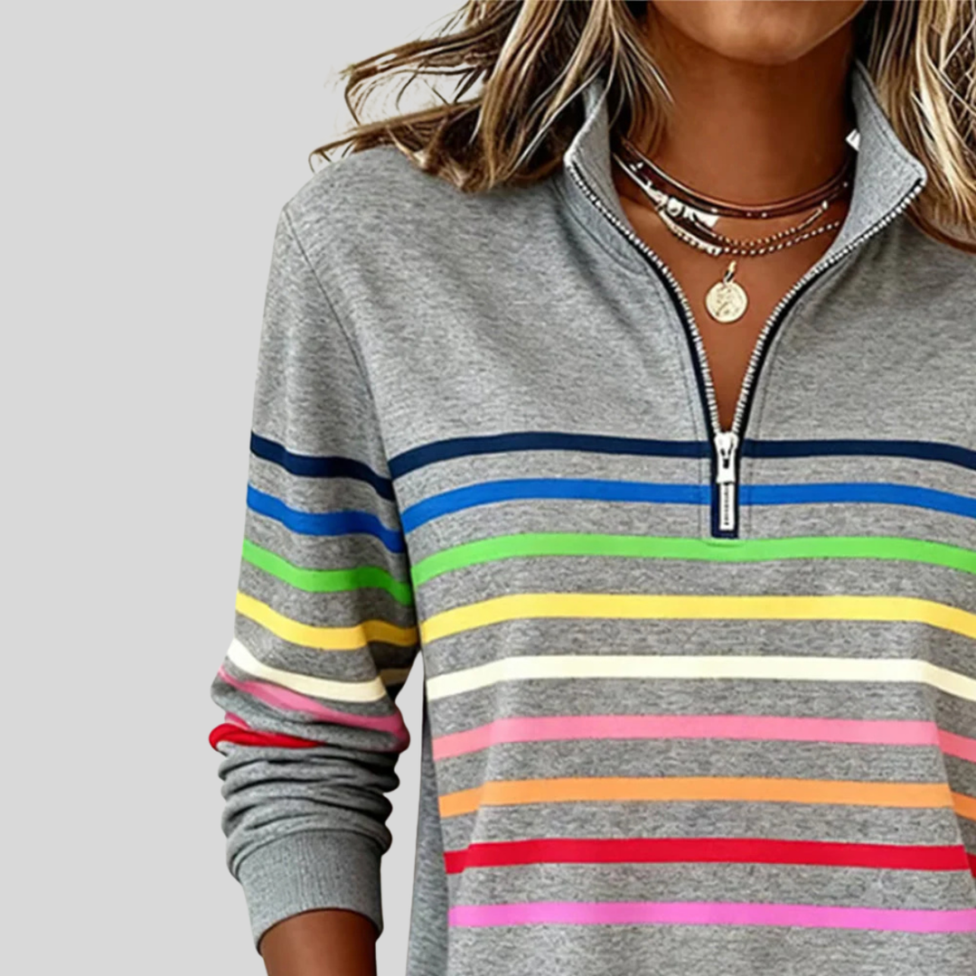 Sweat Zippé Rayures Multicolores pour Femme Nathalie