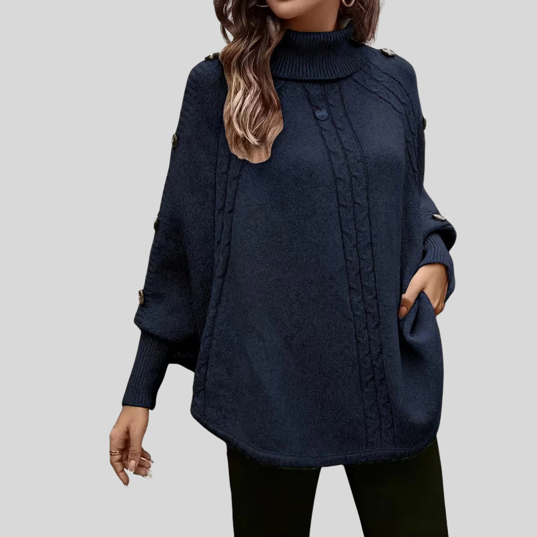 Poncho Col Roulé Torsadé pour Femme Léa