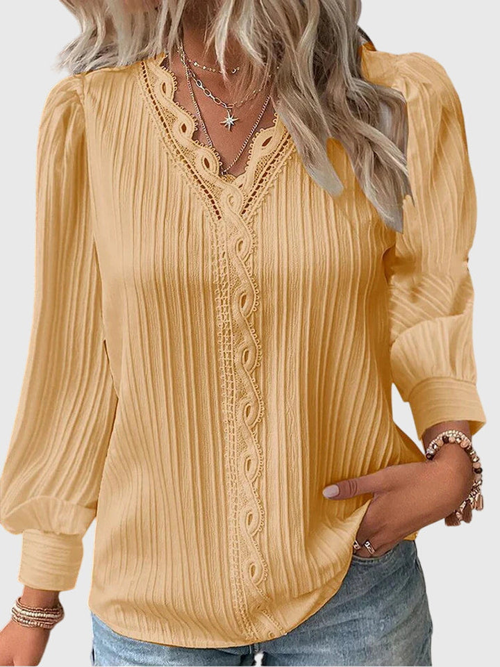Andrea | Blouse élégante à col en V côtelé