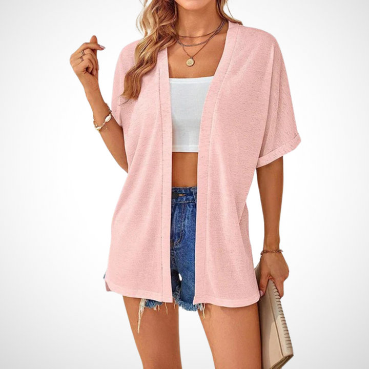 Cardigan Femme Élégant et Flottant à Manches Courtes