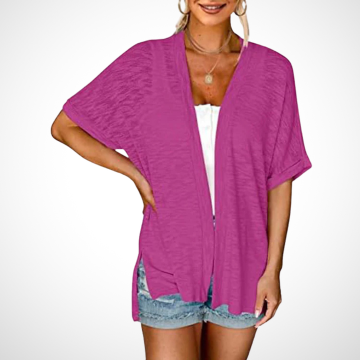 Cardigan Femme Élégant et Flottant à Manches Courtes