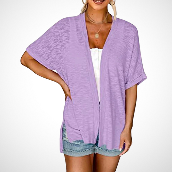 Cardigan Femme Élégant et Flottant à Manches Courtes