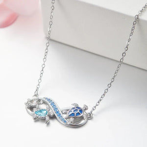 Infinity Turtle Necklace with Sparkling Crystals