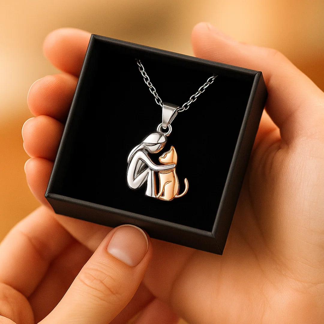 Cat Hug Pendant Necklace