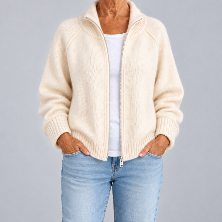 Dafne | Cardigan zippé à col montant