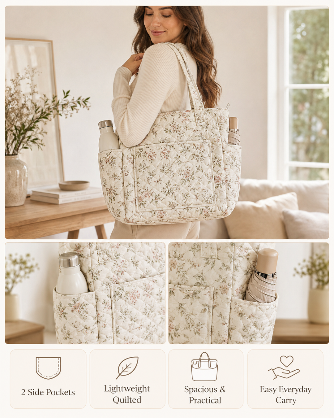 Blandine | Sac cabas matelassé au soleil bohème
