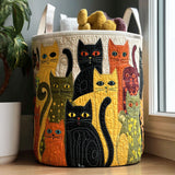 Chat Élégant | Panier de Rangement Matelassé