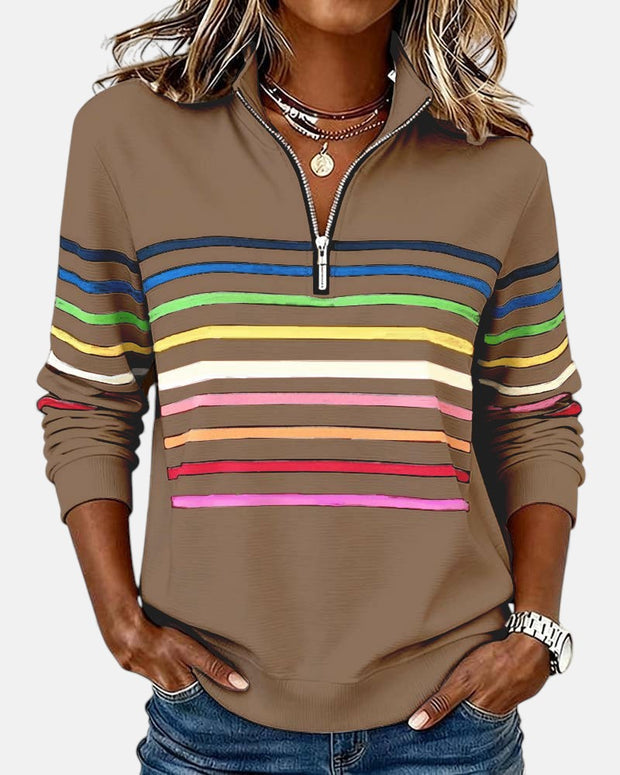 Sweat Zippé Rayures Multicolores pour Femme Nathalie