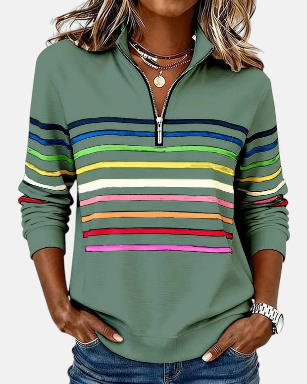 Sweat Zippé Rayures Multicolores pour Femme Nathalie
