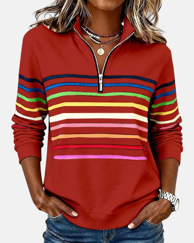Sweat Zippé Rayures Multicolores pour Femme Nathalie