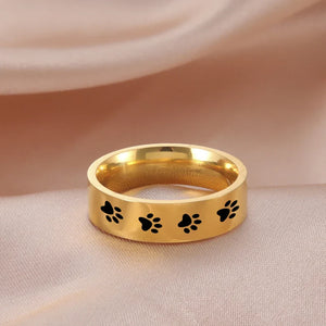 Handcrafted Paw Print Ring in Stainless Steel