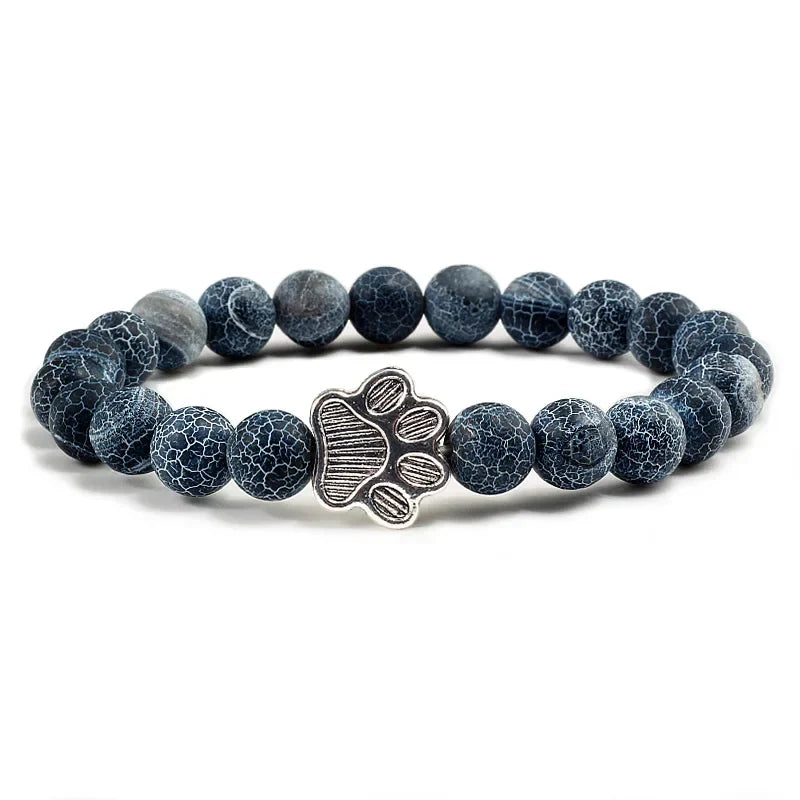 Beaded Paw Bracelet – Natural Stone Design