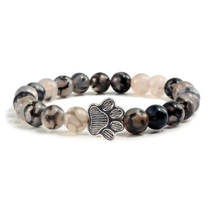 Beaded Paw Bracelet – Natural Stone Design