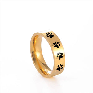 Handcrafted Paw Print Ring in Stainless Steel