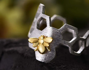 Adjustable 18K Gold Plated Honeycomb Ring
