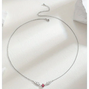 Deer Antler Necklace with Delicate Heart Charm