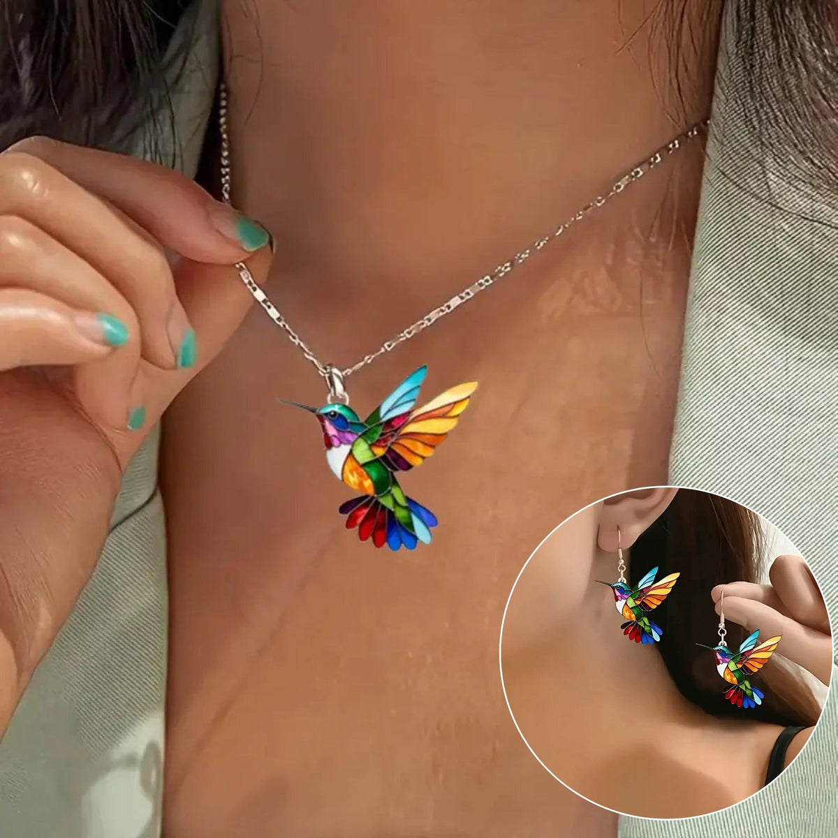 Beautiful Hummingbird Necklace with Bonus Earrings – Limited Time Offer