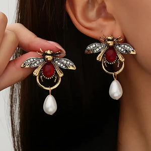 Vintage Bee Drop Earrings