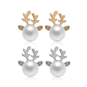 Christmas Reindeer Pearl Earrings