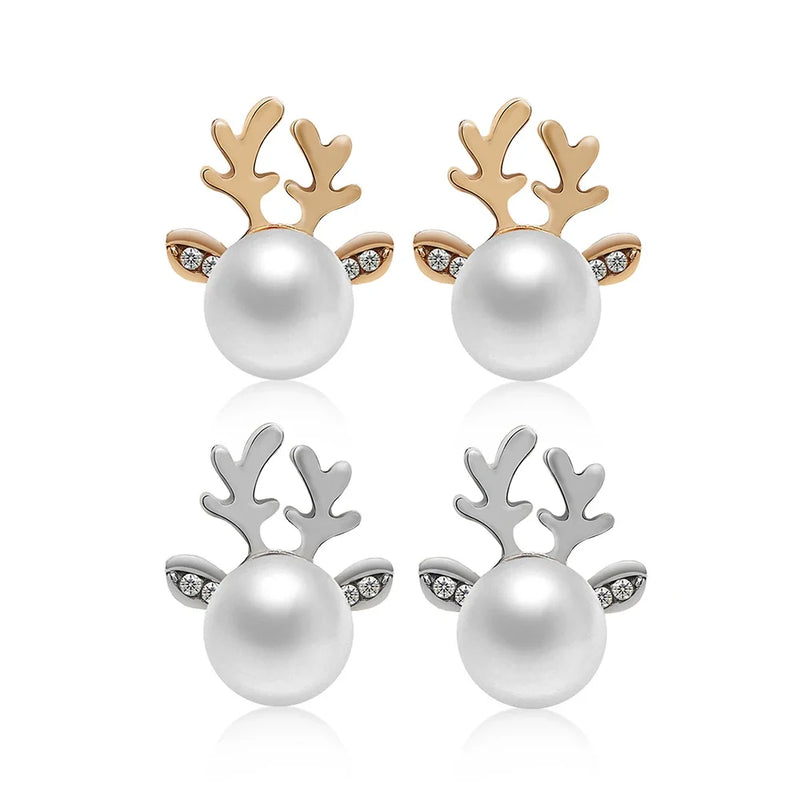 Christmas Reindeer Pearl Earrings